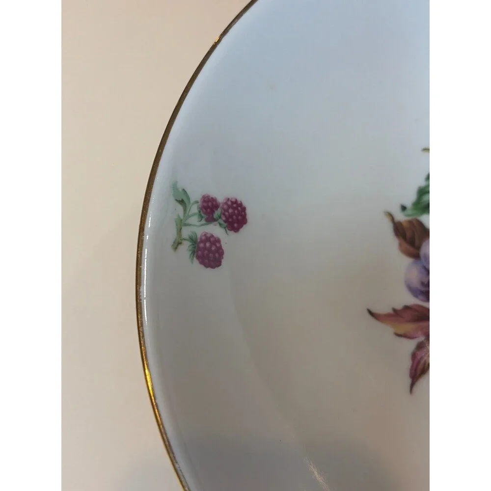 Naaman of Israel Fruit Themed Round Ceramic Pedestal Serving Bowl 10